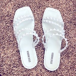 Steve Madden Womens Skyler J Blue Slip On Studded Slide Sandals Shoes